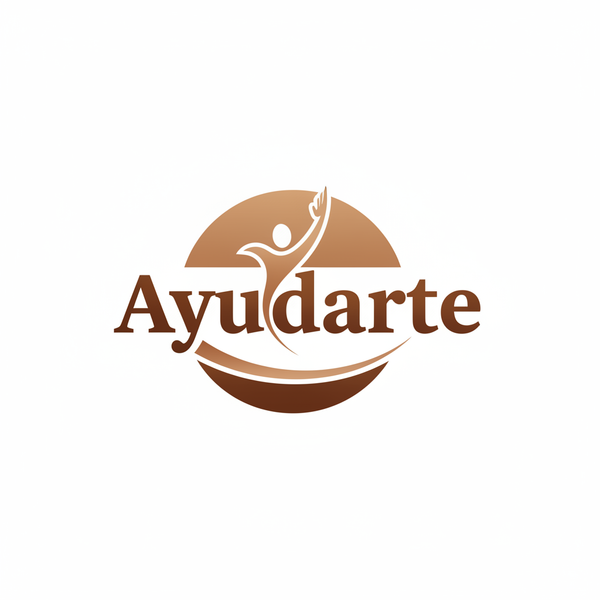 logo corol marron de una pagina que se llama ayudarte persuasivo